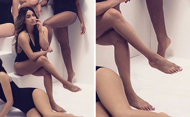 Model photoshop fails two right legs