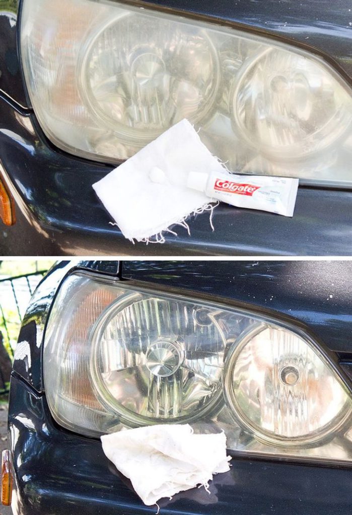 Car Hacks toothpaste for headlights