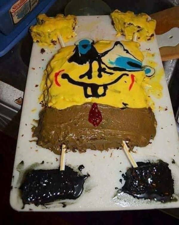 spongebob cake destroyed