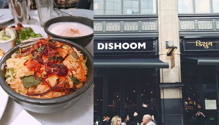 Indian dishes Biryani Dishoom restaurant London