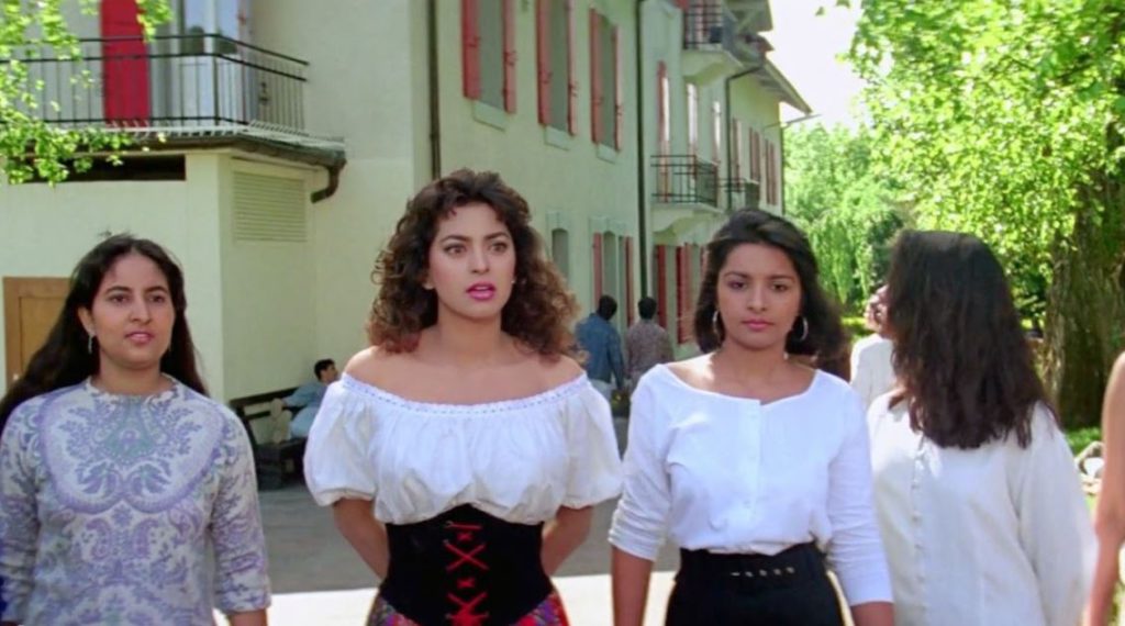 Bollywood fashion from the 90s of shoulder tops
